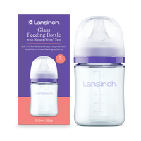 Szklana Butelka Lansinoh 160 ml ze smoczkiem o wolnym przepływie Natural Wave®