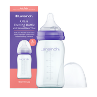 Szklana Butelka Lansinoh 160 ml ze smoczkiem o wolnym przepływie Natural Wave®