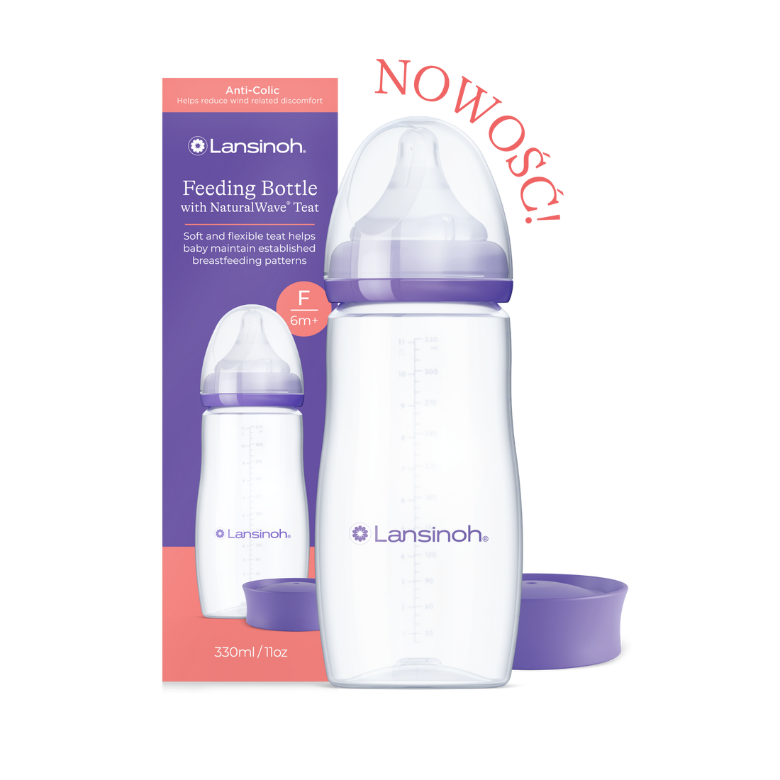 Butelka do karmienia ze smoczkiem o szybkim przepływie Natural Wave® 330 ml