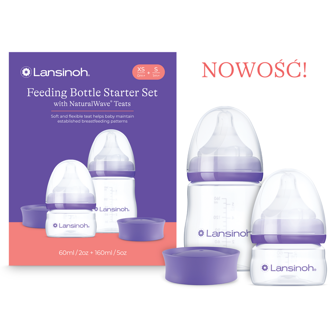 Zestaw startowy - Butelki do karmienia ze smoczkami o rozmiarach XS i S Natural Wave™