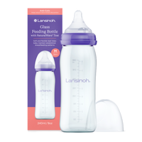 Szklana Butelka Lansinoh 240 ml ze smoczkiem o średnim przepływie Natural Wave®